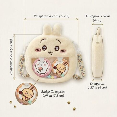 Cute Cartoon Bag with 5 Blind Box Badges, Transparent Window Crossbody Bag for Anime Badge Display, Gift for Fans in Saudi Arabia