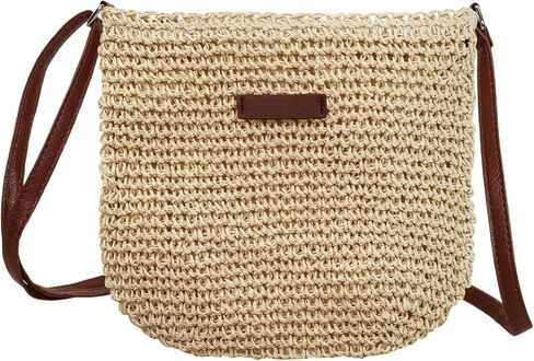 Straw Crossbody Bag for Women Beach Shoulder Handbag Woven Straw Purse Casual Beachy Tote 10×9 Inch with Adjustable Strap for Summer Vacation Travel Essential Daily Bag in Saudi Arabia