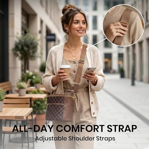 miss fong Leather Crescent Small Checkered Crossbody Bags for Women with RFID Card Slots Anti-Theft Mini Bum Bags for Women in Saudi Arabia