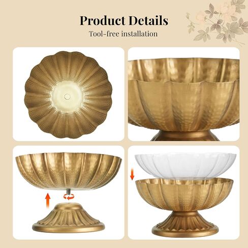 Set of 8 Antique Gold Compote Vases, 7.1" W x 3.94" H Metal Pedestal Vase for Centerpiece, Small Brass Compote Bowls for Floral Arrangements, Table Decor for Wedding Events Parties Decoration in Saudi Arabia