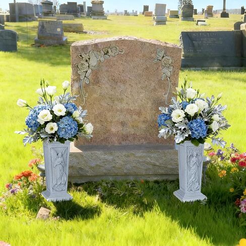 Cemetery Vase for Grave, Resin Grave Flower Holder with Metal Spike for Headstone, Cemetery, Grave, Yard, Garden Decorations in Saudi Arabia