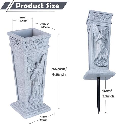 Cemetery Vase for Grave, Resin Grave Flower Holder with Metal Spike for Headstone, Cemetery, Grave, Yard, Garden Decorations in Saudi Arabia