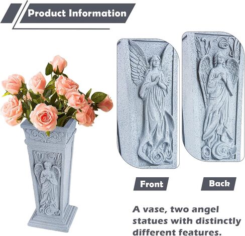 Cemetery Vase for Grave, Resin Grave Flower Holder with Metal Spike for Headstone, Cemetery, Grave, Yard, Garden Decorations in Saudi Arabia