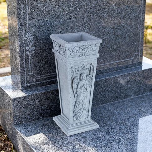 Cemetery Vase for Grave, Resin Grave Flower Holder with Metal Spike for Headstone, Cemetery, Grave, Yard, Garden Decorations in Saudi Arabia