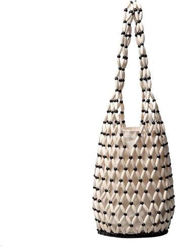 CORIOS Handmade Woven Bucket Bag Drawstring Handbag for Women Summer Beach Bag Bohemian Clutch Bag Retro Top-handle Bag in Kuwait