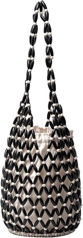 CORIOS Handmade Woven Bucket Bag Drawstring Handbag for Women Summer Beach Bag Bohemian Clutch Bag Retro Top-handle Bag in Kuwait