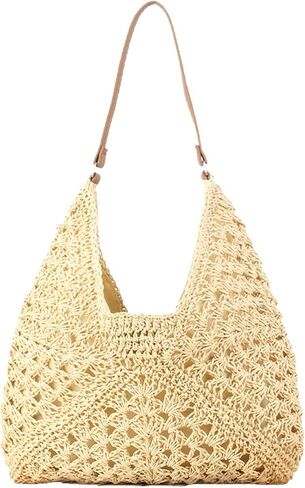 Straw Beach Bags for Women Mesh Tote Handbag Woven Purses for Summer Travel Shoulder Handbag Large Hobo Handbag in Saudi Arabia