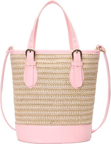 Women's Straw Crossbody Bag - Handwoven Summer Beach Purse with Top Handle, Bohemian Shoulder Tote for Vacation 2026 in Saudi Arabia