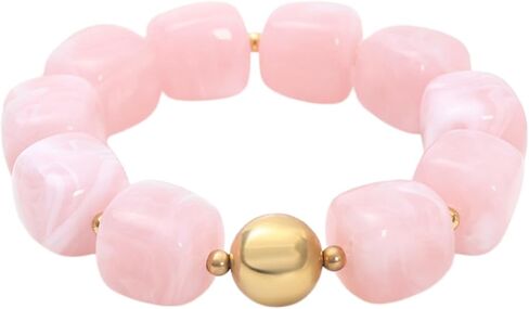Soyzvteo Chunky Beaded Bracelets Boho Acrylic Geometric Beaded Bangle Bracelet Chunky Statement Jewelry for Women in Saudi Arabia