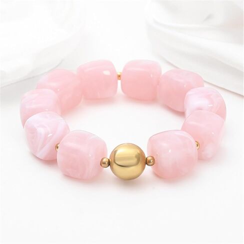 Soyzvteo Chunky Beaded Bracelets Boho Acrylic Geometric Beaded Bangle Bracelet Chunky Statement Jewelry for Women in Saudi Arabia