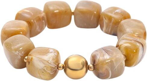 Soyzvteo Chunky Beaded Bracelets Boho Acrylic Geometric Beaded Bangle Bracelet Chunky Statement Jewelry for Women in Saudi Arabia