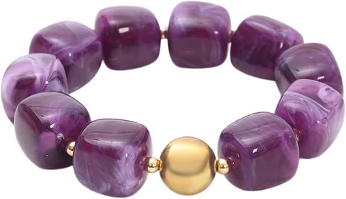 Soyzvteo Chunky Beaded Bracelets Boho Acrylic Geometric Beaded Bangle Bracelet Chunky Statement Jewelry for Women in Saudi Arabia