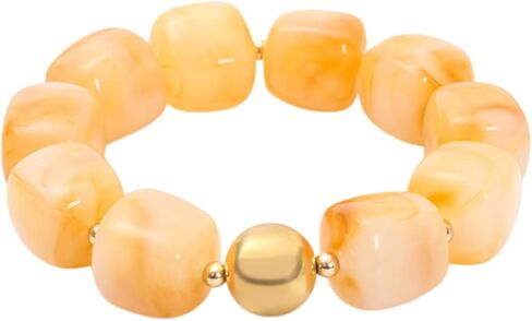 Soyzvteo Chunky Beaded Bracelets Boho Acrylic Geometric Beaded Bangle Bracelet Chunky Statement Jewelry for Women in Saudi Arabia