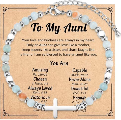 Mothers Day Gifts for Mom Aunt Grammy New Mom to Be, Christian Cross Beaded Bracelets, Religious Easter Baptism Christmas Stocking Stuffers Birthday Gifts for Women in Saudi Arabia