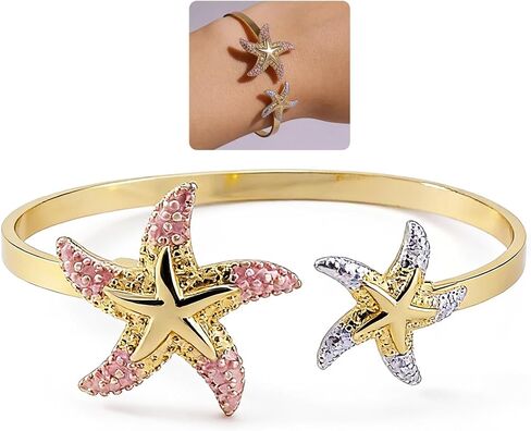 Mermaid Costume Accessories Open Mermaid Bangle Bracelet Adjustable Gold Starfish Bracelet Summer Beach Vacation Bracelets Jewelry in Kuwait