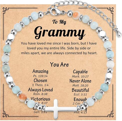 Mothers Day Gifts for Mom Aunt Grammy New Mom to Be, Christian Cross Beaded Bracelets, Religious Easter Baptism Christmas Stocking Stuffers Birthday Gifts for Women in Kuwait