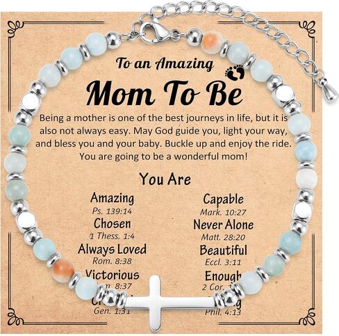 Mothers Day Gifts for Mom Aunt Grammy New Mom to Be, Christian Cross Beaded Bracelets, Religious Easter Baptism Christmas Stocking Stuffers Birthday Gifts for Women in Kuwait