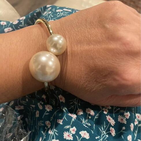 Asymmetrical Faux Pearl Bracelet, Open Copper Design Daily Wear Pearl Jewelry Gifts And Bangle Bracelets For Women Plus Classic Bracelets For Women in Saudi Arabia