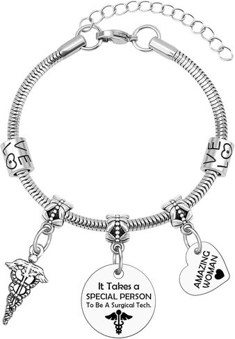 Sazuwu Surgical Tech Bracelet Surgical Tech Appreciation Gift for Women Thank You Gifts for Nurse Doctor Nurse Week Jewelry Christmas Birthday Present Stainless Steel Bracelet Gift for Medical Doctor in Kuwait