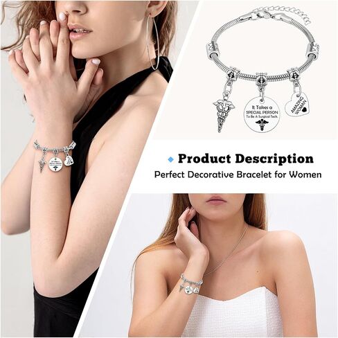Sazuwu Surgical Tech Bracelet Surgical Tech Appreciation Gift for Women Thank You Gifts for Nurse Doctor Nurse Week Jewelry Christmas Birthday Present Stainless Steel Bracelet Gift for Medical Doctor in Kuwait