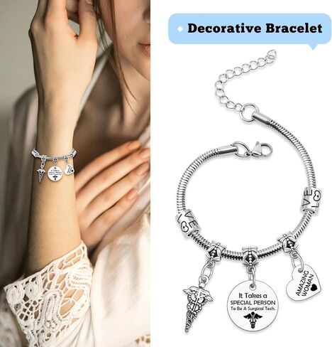 Sazuwu Surgical Tech Bracelet Surgical Tech Appreciation Gift for Women Thank You Gifts for Nurse Doctor Nurse Week Jewelry Christmas Birthday Present Stainless Steel Bracelet Gift for Medical Doctor in Kuwait