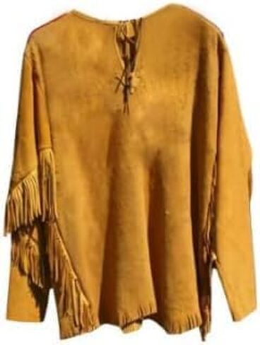 The Orchid Buckskin Mountain Man Reenactment Suede Leather Native American Red Indian Fringes Beaded Jackets Warshirt in Saudi Arabia