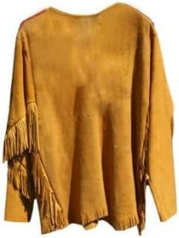 The Orchid Buckskin Mountain Man Reenactment Suede Leather Native American Red Indian Fringes Beaded Jackets Warshirt in Saudi Arabia