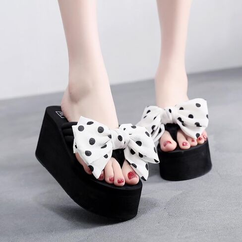 Women Rhinestones Flip Flop, Thong Wedge Platform Sandals Arch Support Slippers High Heel Comfortable Cushion Shoes Summer Beach in Saudi Arabia