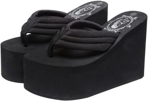 Women Rhinestones Flip Flop, Thong Wedge Platform Sandals Arch Support Slippers High Heel Comfortable Cushion Shoes Summer Beach in Saudi Arabia