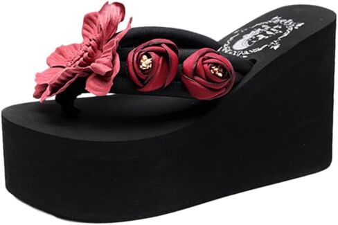 Women Rhinestones Flip Flop, Thong Wedge Platform Sandals Arch Support Slippers High Heel Comfortable Cushion Shoes Summer Beach in Saudi Arabia