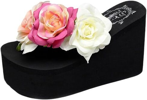 Women Rhinestones Flip Flop, Thong Wedge Platform Sandals Arch Support Slippers High Heel Comfortable Cushion Shoes Summer Beach in Saudi Arabia