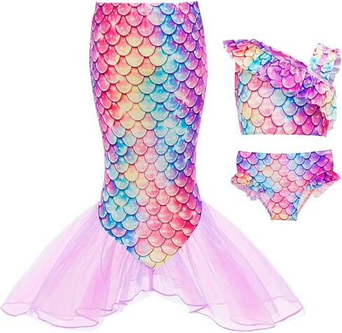 Superband Girls Swimsuit 3 Piece Bathing Suits Flounce Ruffle Tankini Set Beach Swimwear with Cover Ups Skirt for 3-13 Years in Saudi Arabia