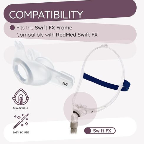 FX Nasal Pillow CPAP Mask with Headgear Replacement for Resmed Swift FX - Adjustable Headband Frame and Medium Nasal Pillows C Pap Supplies Part for Swift FX in Saudi Arabia