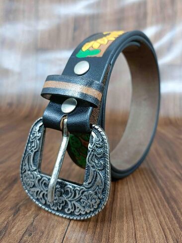 Paul Walter Western Tooled Leather Belt – Handcrafted Floral Sunflower Design for Men & Women in Saudi Arabia