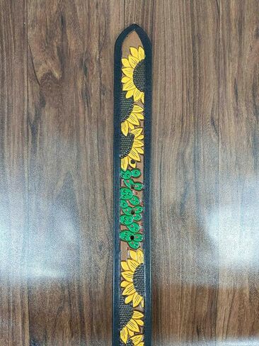 Paul Walter Western Tooled Leather Belt – Handcrafted Floral Sunflower Design for Men & Women in Saudi Arabia