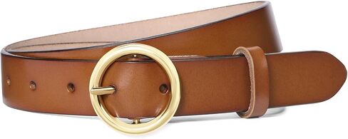 Women Genuine Leather Belt for Pants Jeans Dress Fashion Ladies Waist Belt with Circle Gold Buckle in Saudi Arabia