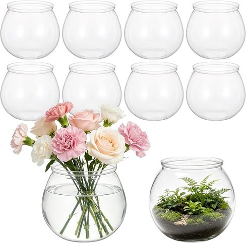 8 Pcs Plastic Bubble Vases for Centerpieces, Clear Bowl Vase Bulk Fish Bowl for Drinks Heavy Duty Round Vase for Wedding Party Home Table Centerpieces Decor in Saudi Arabia