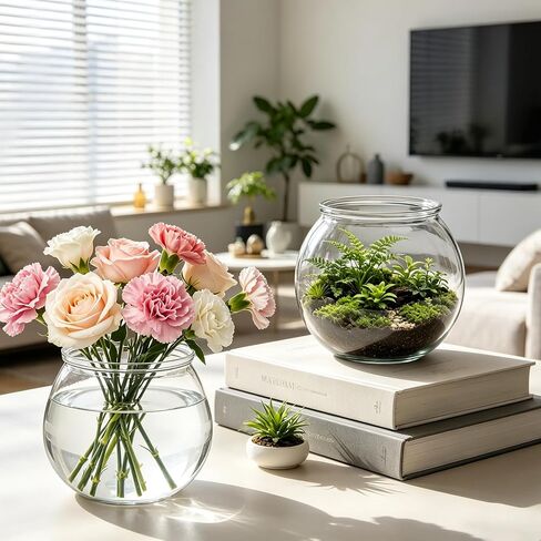 8 Pcs Plastic Bubble Vases for Centerpieces, Clear Bowl Vase Bulk Fish Bowl for Drinks Heavy Duty Round Vase for Wedding Party Home Table Centerpieces Decor in Saudi Arabia