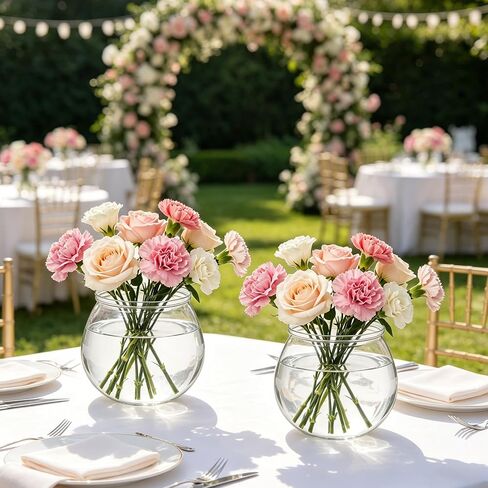 8 Pcs Plastic Bubble Vases for Centerpieces, Clear Bowl Vase Bulk Fish Bowl for Drinks Heavy Duty Round Vase for Wedding Party Home Table Centerpieces Decor in Saudi Arabia