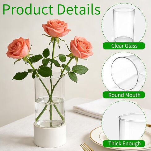 12 Pack Glass Cylinder Vases for Centerpieces, 6 Inches Tall Clear Flower Bud Vases for Wedding Decorations, Hurricane Floating Candle Holder for Home, Party and Table Shelf in Saudi Arabia