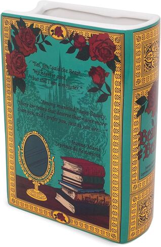 Steel Mill & Co Original Large Book-Shaped Decorative Vase, Ceramic Vases for Home Decor, Cute Bookshelf Decor, Unique Vase for Book Lovers, Beauty and the Beast in Kuwait