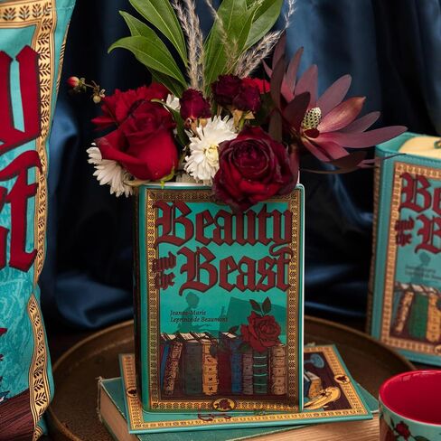 Steel Mill & Co Original Large Book-Shaped Decorative Vase, Ceramic Vases for Home Decor, Cute Bookshelf Decor, Unique Vase for Book Lovers, Beauty and the Beast in Kuwait