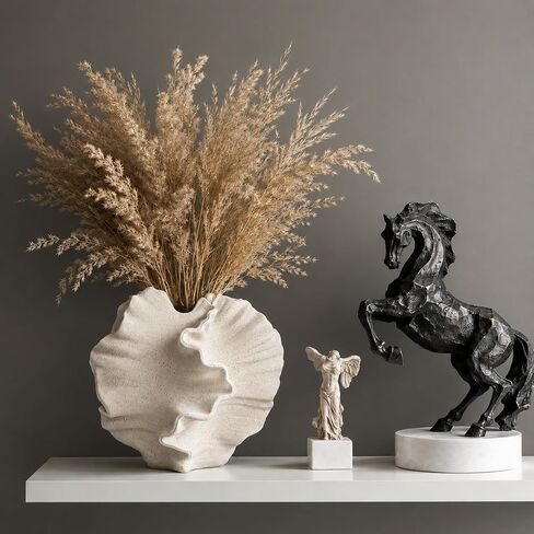 Ceramic Vase, Modern Sculptural Textured Vase, Beige Abstract Flower Vase for Home Decor, Living Room, Coffee Table, Shelf, Office, Centerpiece in Saudi Arabia