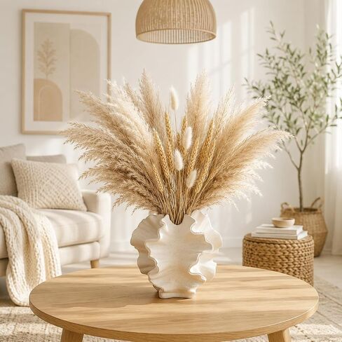 Ceramic Vase, Modern Sculptural Textured Vase, Beige Abstract Flower Vase for Home Decor, Living Room, Coffee Table, Shelf, Office, Centerpiece in Saudi Arabia