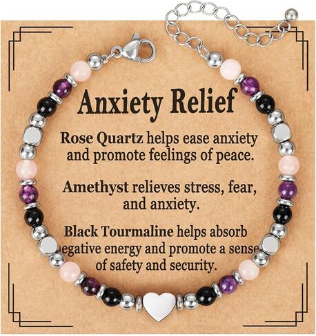 GAUEIOUR Natural Stone Crystal Healing Bracelet for Women Ladies,Gemstone Triple Protection Anxiety Relief New Beginnings Good Luck Emotional Balance Protection Jewelry Gift for Friends Daughter Mum in Saudi Arabia