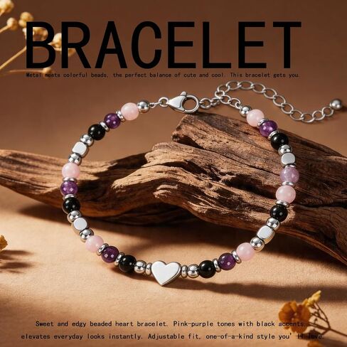 GAUEIOUR Natural Stone Crystal Healing Bracelet for Women Ladies,Gemstone Triple Protection Anxiety Relief New Beginnings Good Luck Emotional Balance Protection Jewelry Gift for Friends Daughter Mum in Saudi Arabia