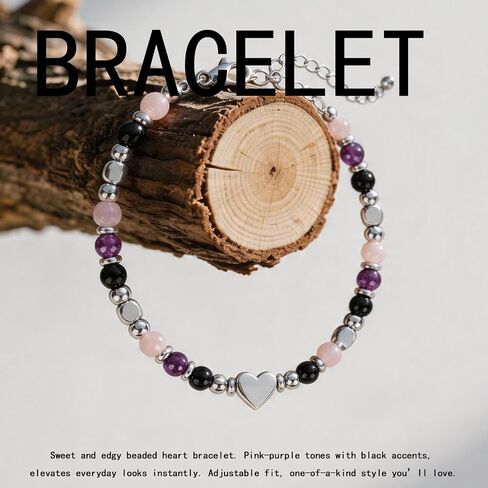 GAUEIOUR Natural Stone Crystal Healing Bracelet for Women Ladies,Gemstone Triple Protection Anxiety Relief New Beginnings Good Luck Emotional Balance Protection Jewelry Gift for Friends Daughter Mum in Saudi Arabia