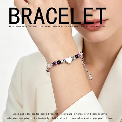 GAUEIOUR Natural Stone Crystal Healing Bracelet for Women Ladies,Gemstone Triple Protection Anxiety Relief New Beginnings Good Luck Emotional Balance Protection Jewelry Gift for Friends Daughter Mum in Saudi Arabia