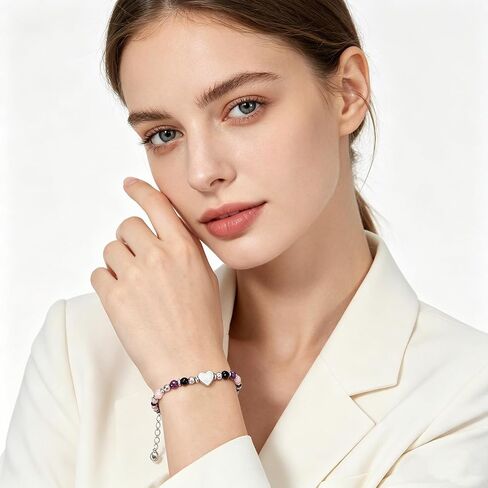 GAUEIOUR Natural Stone Crystal Healing Bracelet for Women Ladies,Gemstone Triple Protection Anxiety Relief New Beginnings Good Luck Emotional Balance Protection Jewelry Gift for Friends Daughter Mum in Saudi Arabia