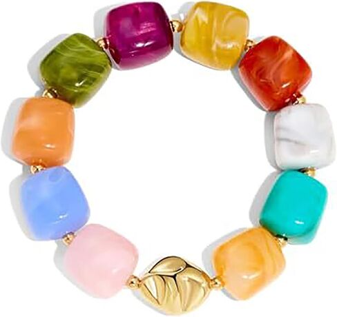 Chunky Resin Beaded Bracelets for Women Boho Colorful Acrylic Irregular Beads Stretch Bracelet Summer Festivals Statement Jewelry for Women in Saudi Arabia